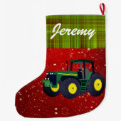 Gepersonaliseerde Moderne Groene Tractor Grote Kerstsok (Achterkant)