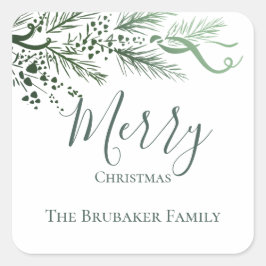 Gepersonaliseerde Moderne Hand getrokken Pine Kers Vierkante Sticker