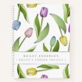 Gepersonaliseerde moderne kleurrijke tulpenbloem o notitieboek (Voorkant)