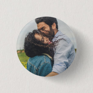 Gepersonaliseerde moderne minimalistische foto ronde button 3,2 cm