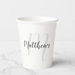 Gepersonaliseerde Moderne Monogram en Naam van het Papieren Bekers