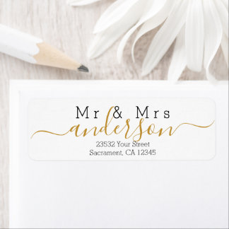 Gepersonaliseerde Moderne Mr. en Mrs. Familienaam  Etiket