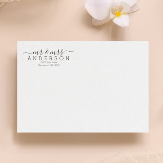 Gepersonaliseerde Moderne Mr. en Mrs. Familienaam  Etiket