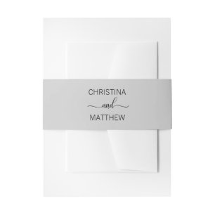 Gepersonaliseerde Moderne NAAM Zwart Licht Grijs T Uitnodigingen Wikkel