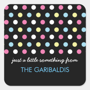 Gepersonaliseerde moderne Neon Polka Dots Gift Lab Vierkante Sticker