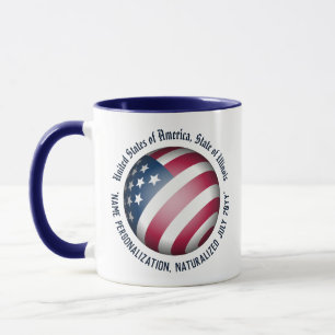 Gepersonaliseerde moderne patriottische USA Flag W Mok