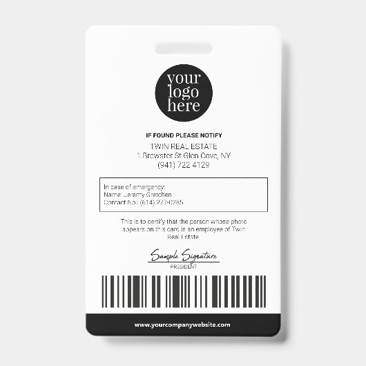 Gepersonaliseerde moderne professionele ID zwart Badge (Achterkant)