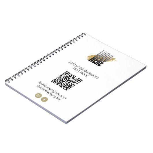 Gepersonaliseerde moderne QR-code en Logo Business Notitieboek (Linkerzijde)