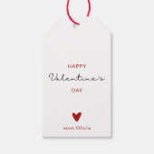 Gepersonaliseerde moderne rode en witte Valentijns Cadeaulabel (Voorkant)