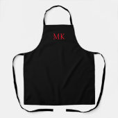 Gepersonaliseerde moderne rood zwart monogram Init Schort (Voorkant)