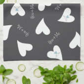 Gepersonaliseerde Moderne Tortelduifjes Lichtblauw Theedoek (Gevouwen)