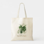 Gepersonaliseerde moderne tropische bladeren tote bag (Achterkant)