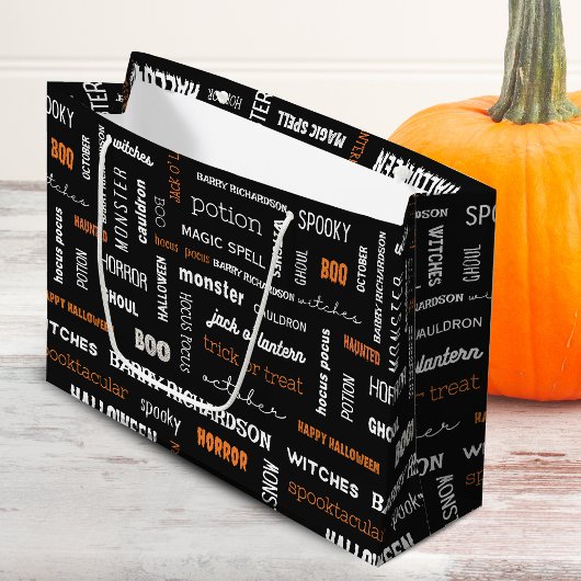 Gepersonaliseerde moderne typografie Halloween Groot Cadeauzakje