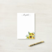 Gepersonaliseerde moderne Waterverf - Gele zonnebl Post-it® Notes (Op bureau)