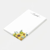 Gepersonaliseerde moderne Waterverf - Gele zonnebl Post-it® Notes (Schuin)