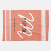 Gepersonaliseerde moderne witte elegante monogram  theedoek (Horizontaal)