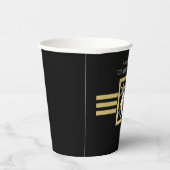 Gepersonaliseerde moderne zwart en gouden schaatse papieren bekers (Rechts)