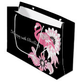 Gepersonaliseerde moderne zwarte roze flamingo ver groot cadeauzakje (Voorkant Gekanteld)