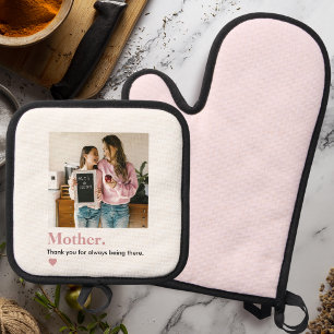 Gepersonaliseerde moeder Dank u foto Ovenwant & Pannenlap Set
