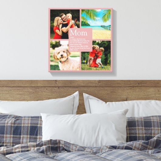 Gepersonaliseerde Moeder Definitie 4 Foto's Blush Canvas Afdruk (Insitu (Slaapkamer))