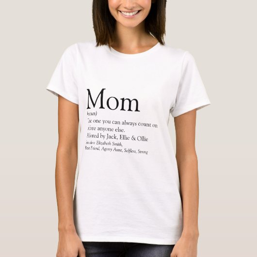Gepersonaliseerde Moeder Definitie Citaat T-shirt (Voorkant)
