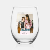 Gepersonaliseerde moeder Ik hou van je Foto Wijnglas Zonder Voet (Voorkant)