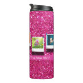 Gepersonaliseerde Moeder Mama Fotocollage Girly Pi Thermosbeker (Geroteerd rechts)