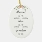 Gepersonaliseerde Moeder Oma Est Custom Jaar Keramisch Ornament (Achterkant)