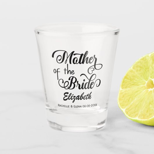 Gepersonaliseerde moeder van de bruid bruiloft shot glas (Voorkant)