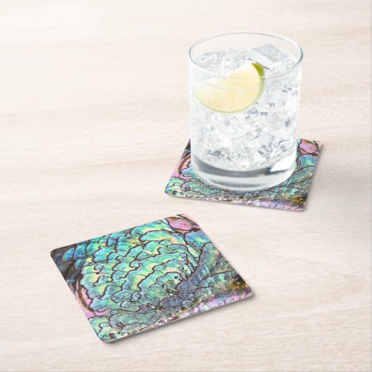 Gepersonaliseerde moeder van pareljuwel Abalone Vierkante Kartonnen Onderzetter (Insitu)