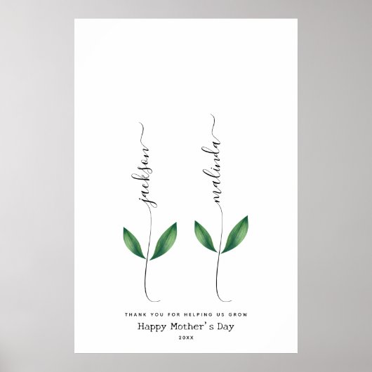 Gepersonaliseerde Moederdag Handafdruk bloem Art Poster (Voorkant)