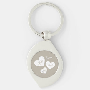 Gepersonaliseerde Moeders Harten Fluisteren Beige Sleutelhanger