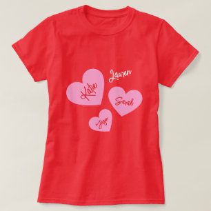 Gepersonaliseerde Moeders Harten Rood T-shirt
