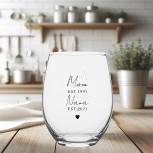 Gepersonaliseerde Mom & Nana EST `Gift Wijnglas Zonder Voet