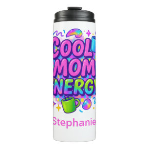 Gepersonaliseerde Mom Roze Blauw Bright Neon Gift Thermosbeker