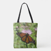 Gepersonaliseerde Monarch Butterfly en Roze Thistl Draagtas (Achterkant)