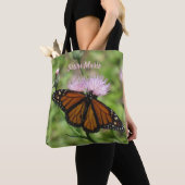 Gepersonaliseerde Monarch Butterfly en Roze Thistl Draagtas (Dichtbij)