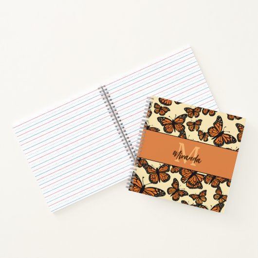 Gepersonaliseerde Monarch Butterfly Monogram Schet Notitieboek (Binnen)
