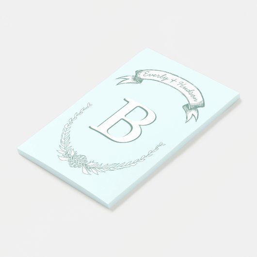 Gepersonaliseerde Mongram Post-it® notes (Schuin)