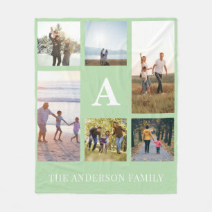 Gepersonaliseerde Monogram 6 Fotocollage Fleece Deken