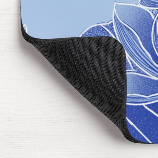 Gepersonaliseerde Monogram Blauwe Bloemen Lotus Ma Muismat (Hoek)