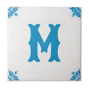 gepersonaliseerde monogram Blauwe delft-tegel Tegeltje