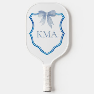 Gepersonaliseerde monogram blauwe kam preppy vrouw pickleball paddle