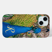 Gepersonaliseerde Monogram Blauwe Peacock Foto Case-Mate iPhone Case (Achterkant (horizontaal))