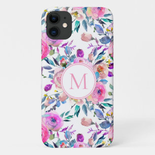  gepersonaliseerde monogram bloemen iPhone 11 hoesje