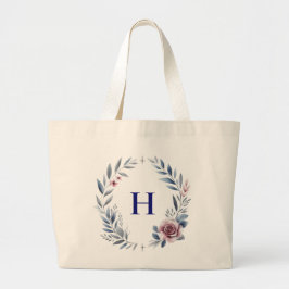 Gepersonaliseerde Monogram Bloemkrans Canvas tas
