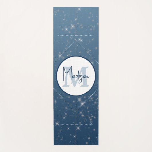 Gepersonaliseerde Monogram Blue Ombre Sparkle Alig Yogamat (Voorkant)