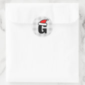 Gepersonaliseerde monogram brief Kerstman hoed Ronde Sticker (Tas)