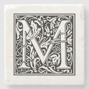Gepersonaliseerde Monogram Brief M Trouwverjaardag Stenen Onderzetter