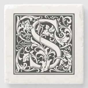 Gepersonaliseerde Monogram Brief S Bruiloftsverjaa Stenen Onderzetter